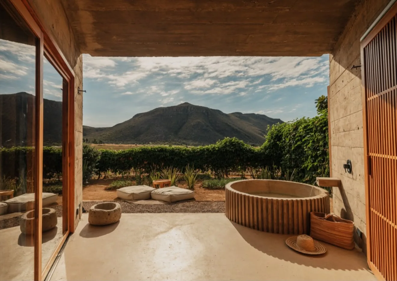 Terraço com ofurô do Paradero Todos Santos